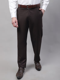 Thumbnail for Jainish Men's Coffee Tapered Fit Formal Trousers - Distacart
