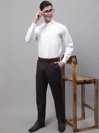 Thumbnail for Jainish Men's Coffee Tapered Fit Formal Trousers - Distacart