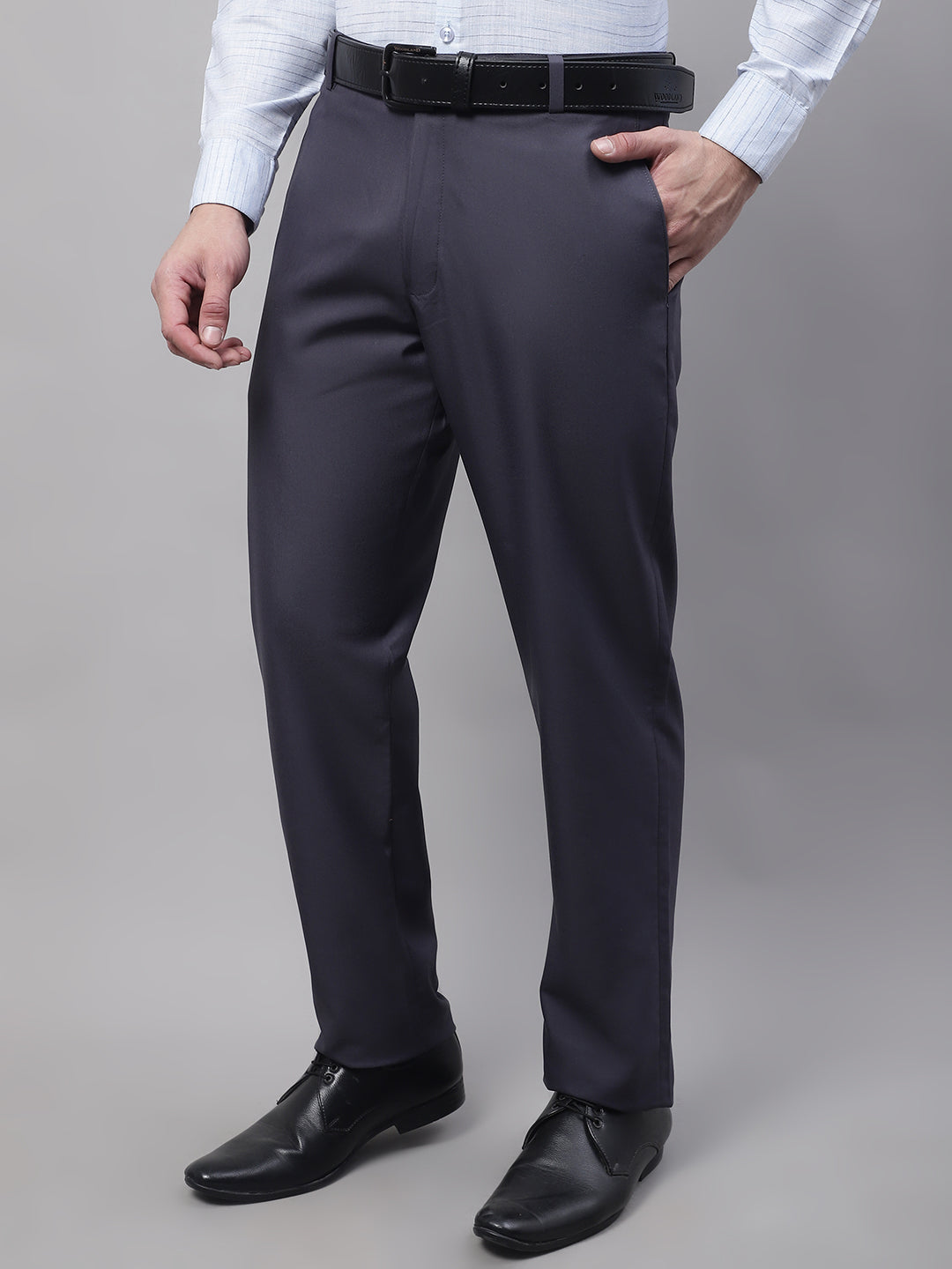 Jainish Men's Grey Tapered Fit Formal Trousers - Distacart