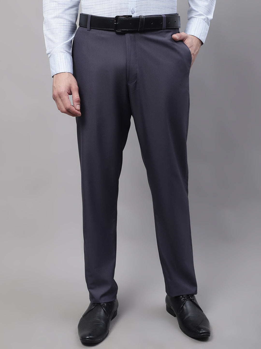 Jainish Men's Grey Tapered Fit Formal Trousers - Distacart
