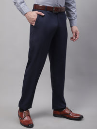 Thumbnail for Jainish Men's Navy Tapered Fit Formal Trousers - Distacart