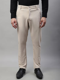 Thumbnail for Jainish Men's Cream Tapered Fit Formal Trousers - Distacart