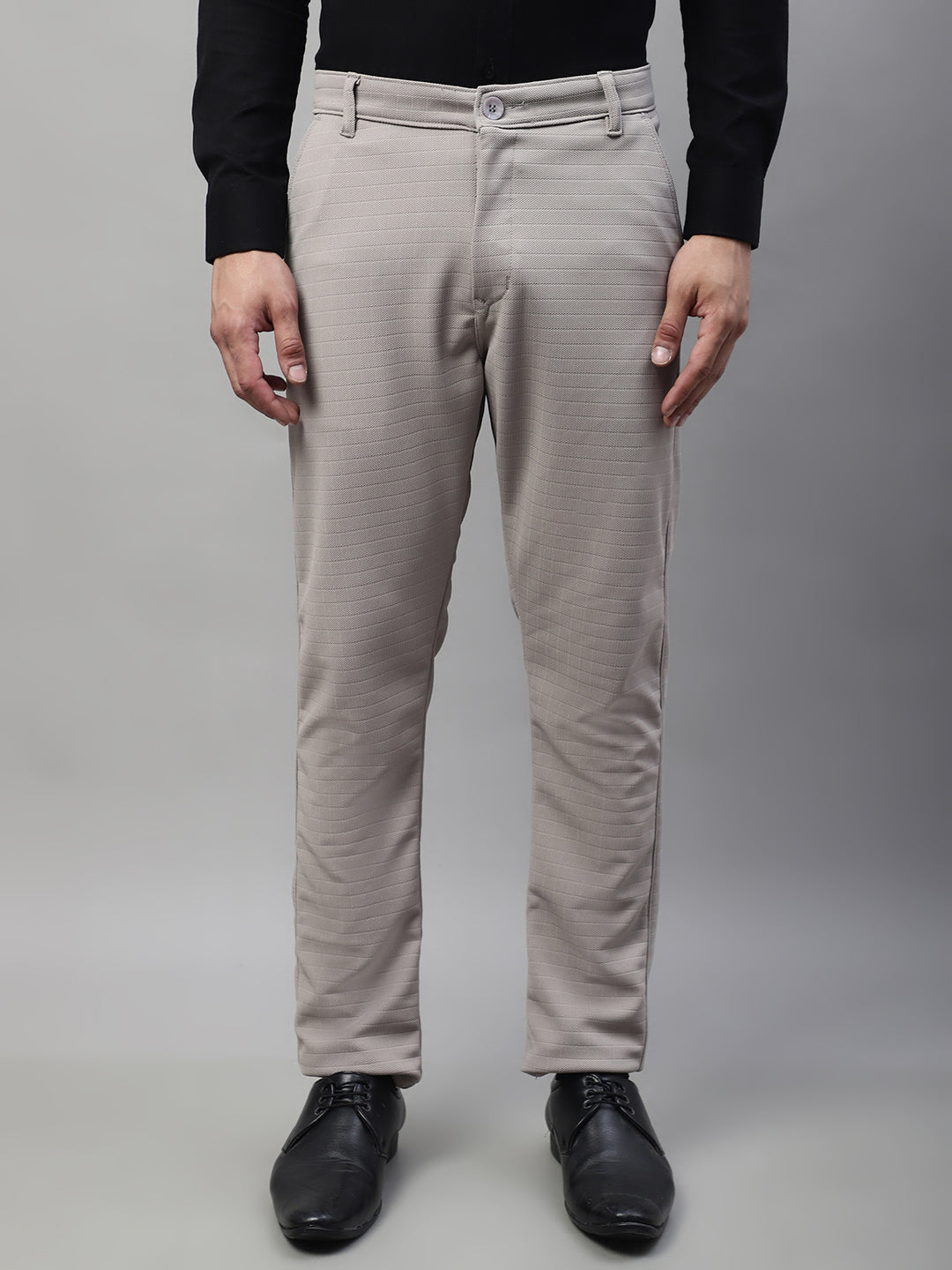 Jainish Men's Light Grey Tapered Fit Formal Trousers - Distacart