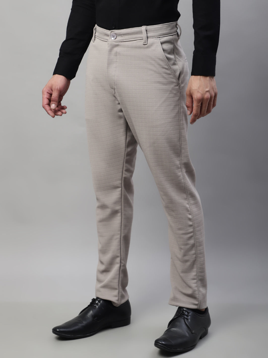 Jainish Men's Light Grey Tapered Fit Formal Trousers - Distacart