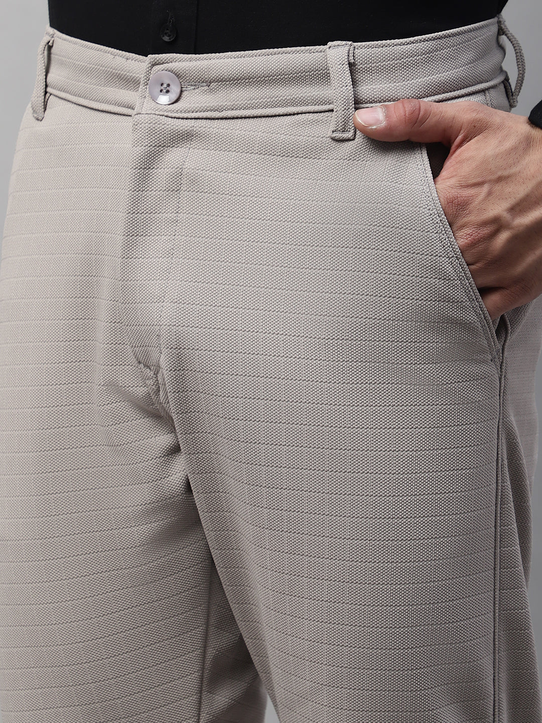 Jainish Men's Light Grey Tapered Fit Formal Trousers - Distacart