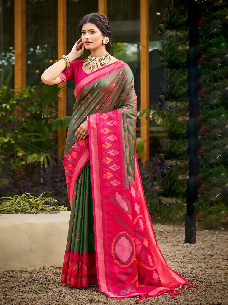 Shree Shyam Fashion Mehendi Soft Silk Saree - Distacart