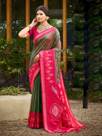 Shree Shyam Fashion Mehendi Soft Silk Saree - Distacart