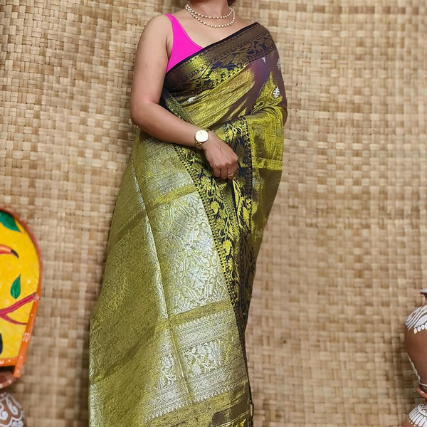 Exclusive Collection Pista Beautiful Tissue Benarasi Saree