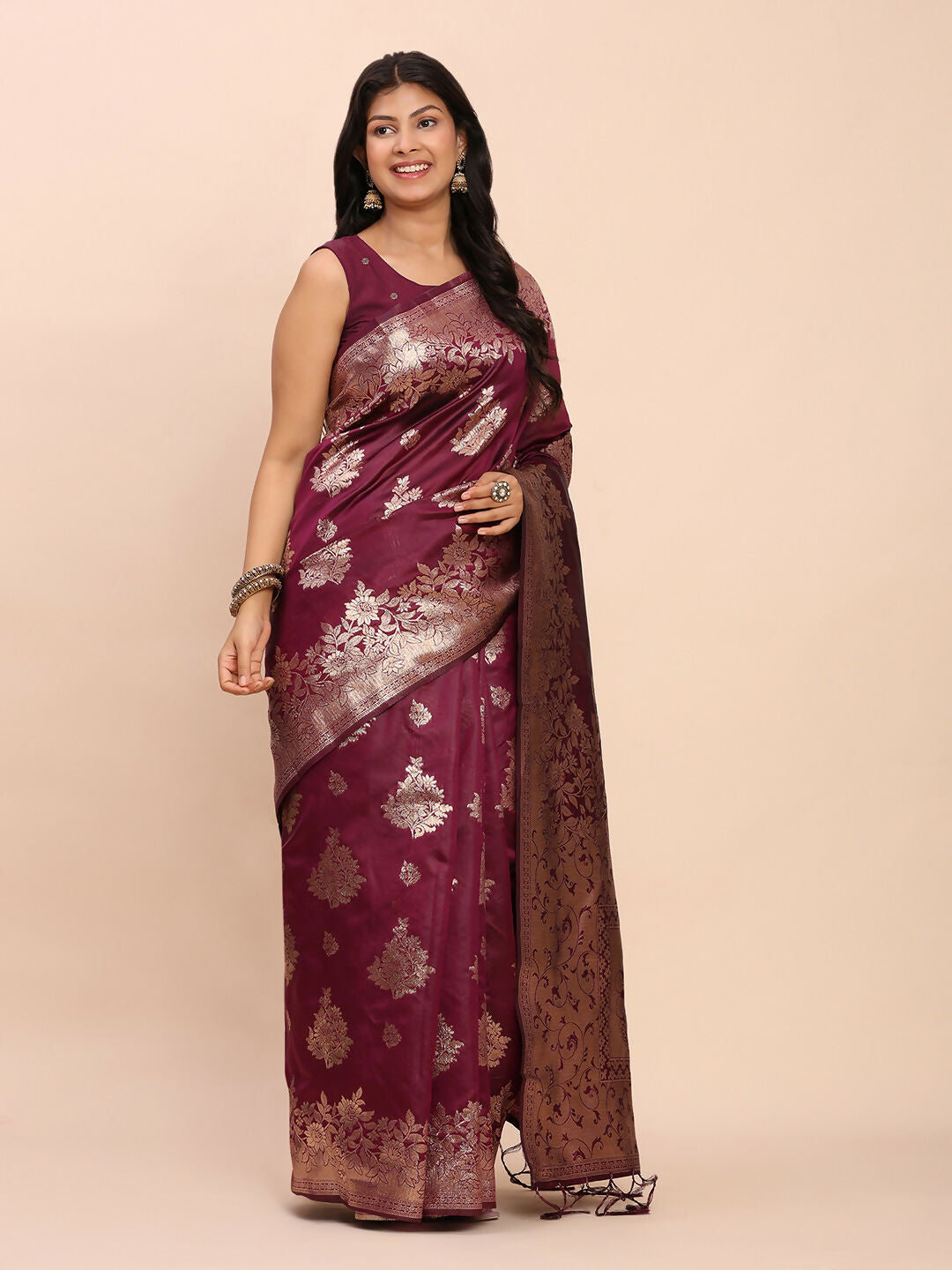 Astita Banarasi Silk Purple Saree