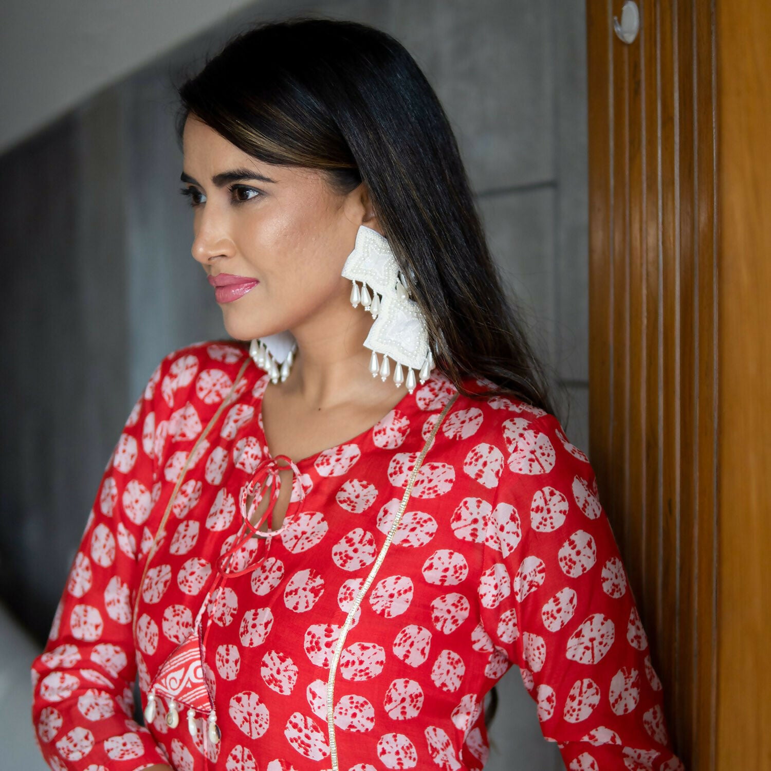 Jyoti Fashion Women's Red Pure Muslin Heavy Digital Printed Kurta Pant Set - Distacart