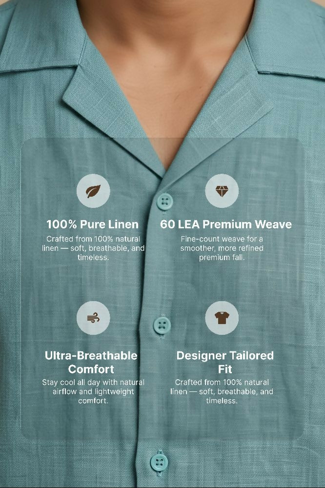 Seaform — Sea Green Linen Shirt by Hilo Design - Dista