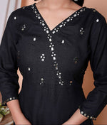 Thumbnail for Miravan Womens Black Mirror Work Angrakha Kurta And Palazzo Set - Distacart
