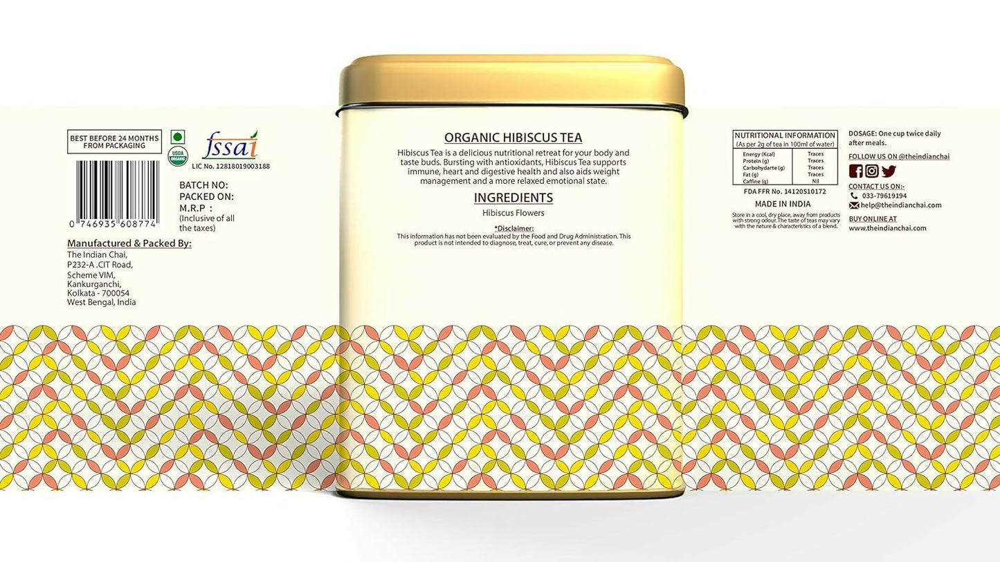 The Indian Chai - Organic Hibiscus Tea 30 Pyramid Tea Bags - Distacart