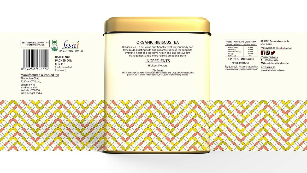 The Indian Chai - Organic Hibiscus Tea 30 Pyramid Tea Bags - Distacart