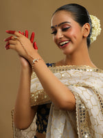 Thumbnail for Ruby Raang Gold Chand Kundan Haath Phool