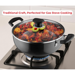 Thumbnail for Vinod Black Pearl Hard Anodised Deep Kadai with Glass Lid - Dista