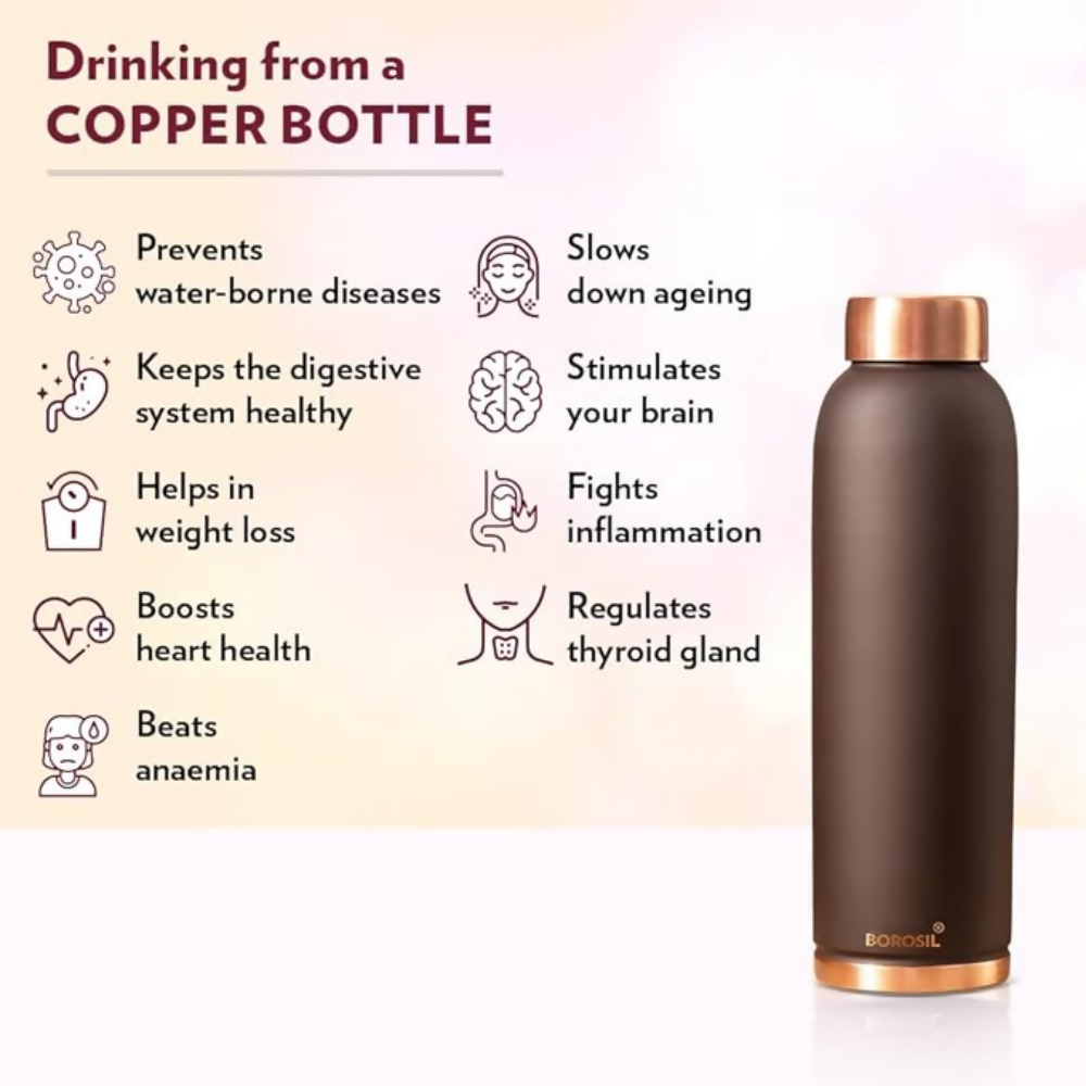 Borosil Colour Copper bottle - Brown - Dista