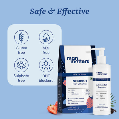 Man Matters Biotin Hair Gummies & Anti Hair Fall Shampoo Combo - Distacart