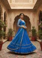 Thumbnail for Lehenga Mart Designer Indian Wedding Lehenga Choli-Blue - Distacart