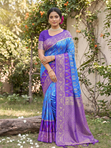 Shree Shyam Fashion Sky Blue Soft Silk Saree - Dista