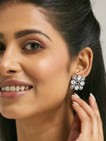 Thumbnail for Nuyug 22K Gold-Plated Crystal & Zircon Stone Studded Floral Studs