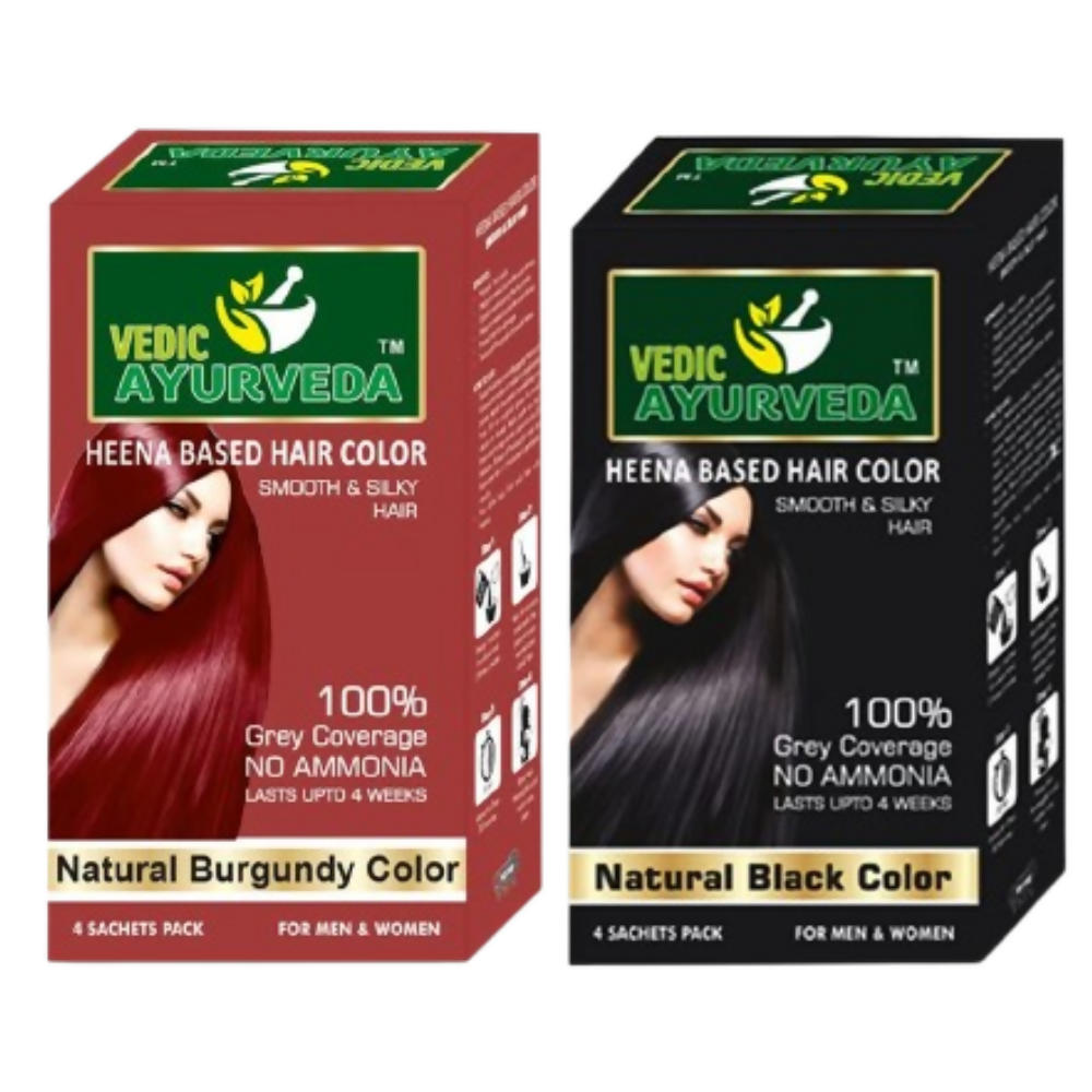 VedicAyurvedas No Ammonia Burgundy & No Ammonia Black Hair Color - Dista