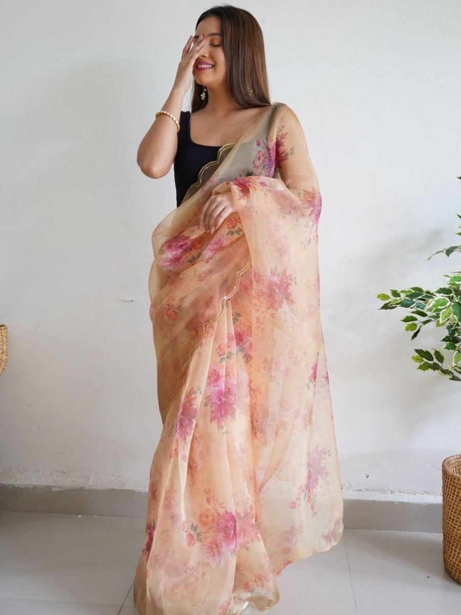 Anouk Floral Printed Saree - Distacart