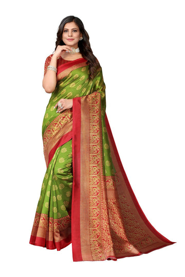 Vamika Green Printed Art Silk Saree - Distacart