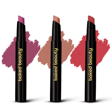 Baked Beauty My Crayon Forget Me Not Super Matte Lip Cream Lipsticks (Set of 3) - Distacart