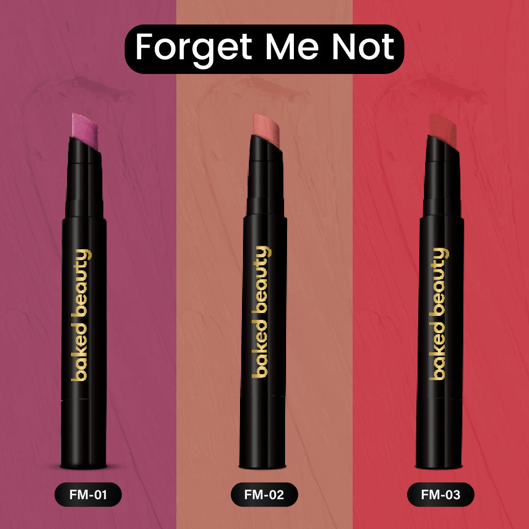 Baked Beauty My Crayon Forget Me Not Super Matte Lip Cream Lipsticks (Set of 3) - Distacart