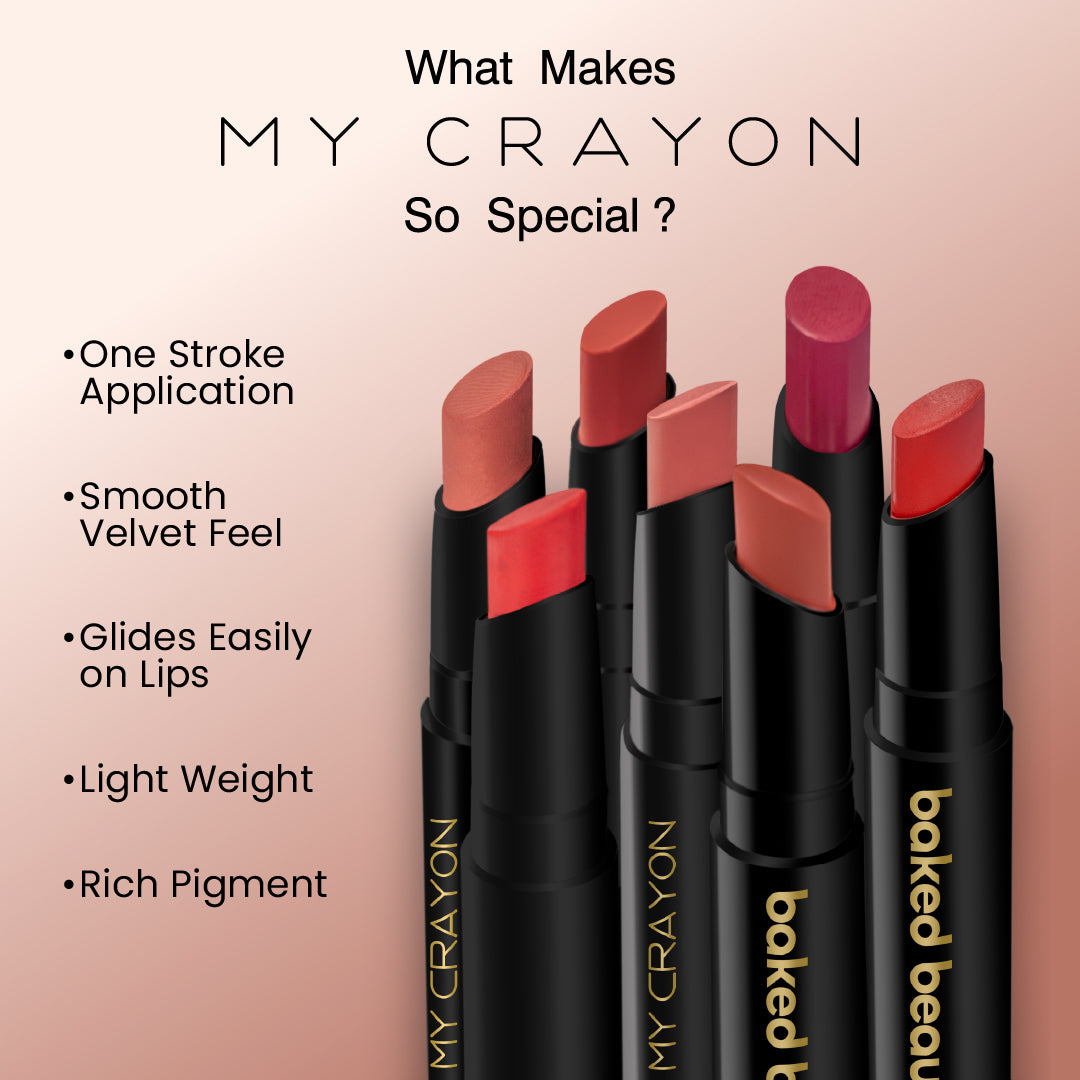 Baked Beauty My Crayon Cutting Chai Matte Lip Cream Lipsticks (Set of 3)