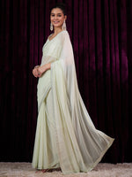 Thumbnail for NOZ2TOZ Women's Georgette Light Green Embellished Designer Saree With Blouse Piece - Distacart