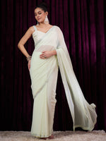 Thumbnail for NOZ2TOZ Women's Georgette Light Green Embellished Designer Saree With Blouse Piece - Distacart