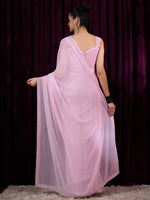 Thumbnail for NOZ2TOZ Women's Georgette Pink Embellished Designer Saree With Blouse Piece - Distacart