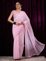 Thumbnail for NOZ2TOZ Women's Georgette Pink Embellished Designer Saree With Blouse Piece - Distacart