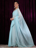 Thumbnail for NOZ2TOZ Women's Georgette Light Blue Embellished Designer Saree With Blouse Piece - Distacart