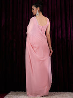 Thumbnail for NOZ2TOZ Women's Georgette Pink Embellished Designer Saree With Blouse Piece - Distacart
