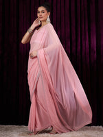 Thumbnail for NOZ2TOZ Women's Georgette Pink Embellished Designer Saree With Blouse Piece - Distacart
