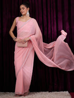 Thumbnail for NOZ2TOZ Women's Georgette Pink Embellished Designer Saree With Blouse Piece - Distacart
