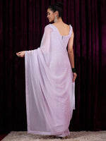 Thumbnail for NOZ2TOZ Women's Georgette Mauve Embellished Designer Saree With Blouse Piece - Distacart