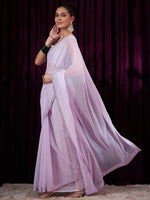 Thumbnail for NOZ2TOZ Women's Georgette Mauve Embellished Designer Saree With Blouse Piece - Distacart