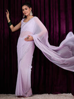 Thumbnail for NOZ2TOZ Women's Georgette Mauve Embellished Designer Saree With Blouse Piece - Distacart