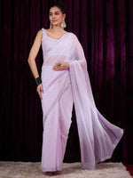 Thumbnail for NOZ2TOZ Women's Georgette Mauve Embellished Designer Saree With Blouse Piece - Distacart