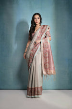 Thumbnail for Vishnu Weaves Women's Sea-Green Cotton Silk Zari Woven Saree with Blouse - Distacart