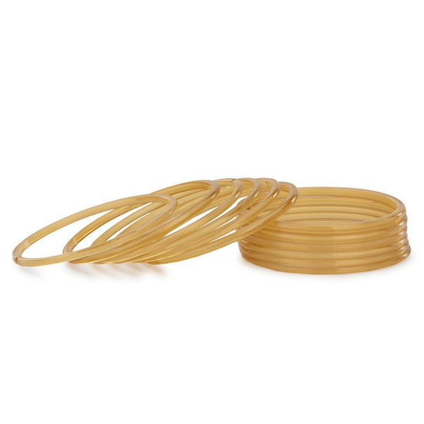 Afast Shining Yellow Glass Wedding, Party, Daily Use Bangle Set, Set Of 12 - Distacart