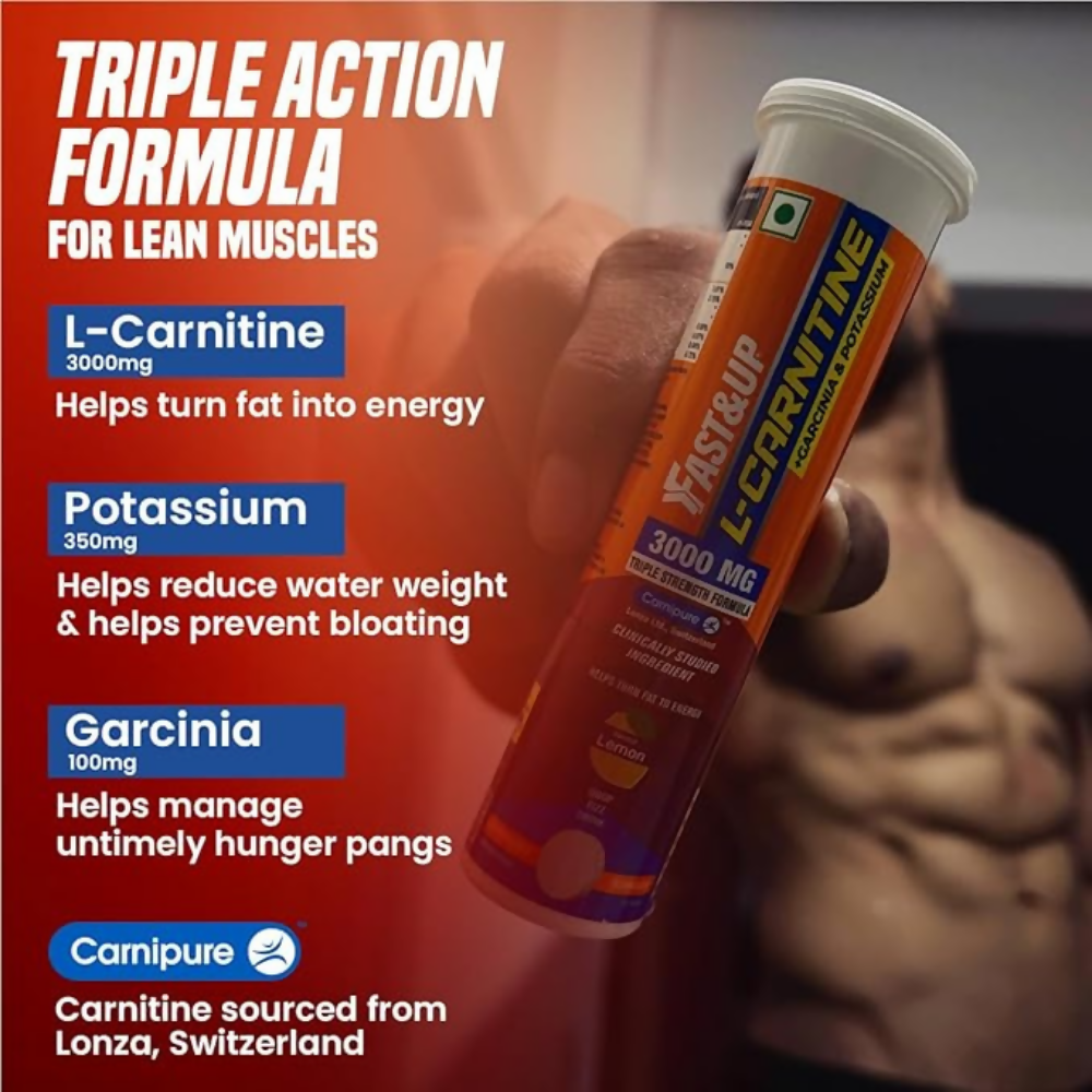 Fast&Up L Carnitine Tartrate 3000mg Effervescent Tablets - Lemon Flavour - Distacart