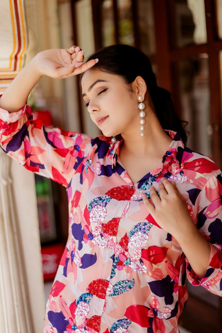 Vaasva Women Multi-colour Muslin Floral Print Shirt & Pant (Co-ords set) - Distacart
