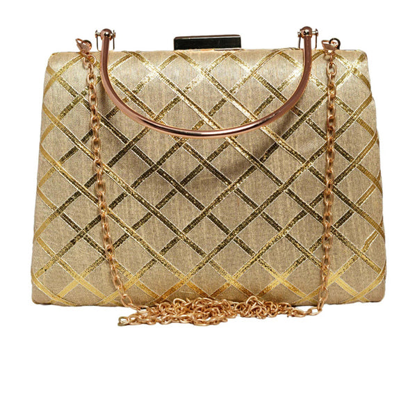 Joban Fashion Beige Gota Patti Fabric Clutch - Golden - Dista