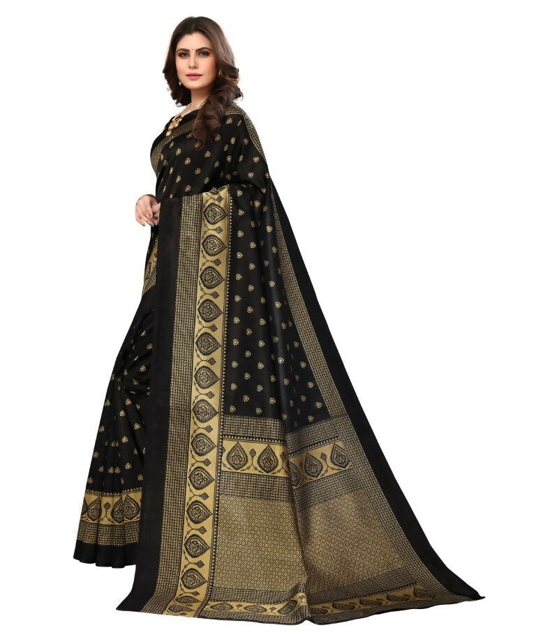 Vamika Black Printed Art Silk Saree - Distacart