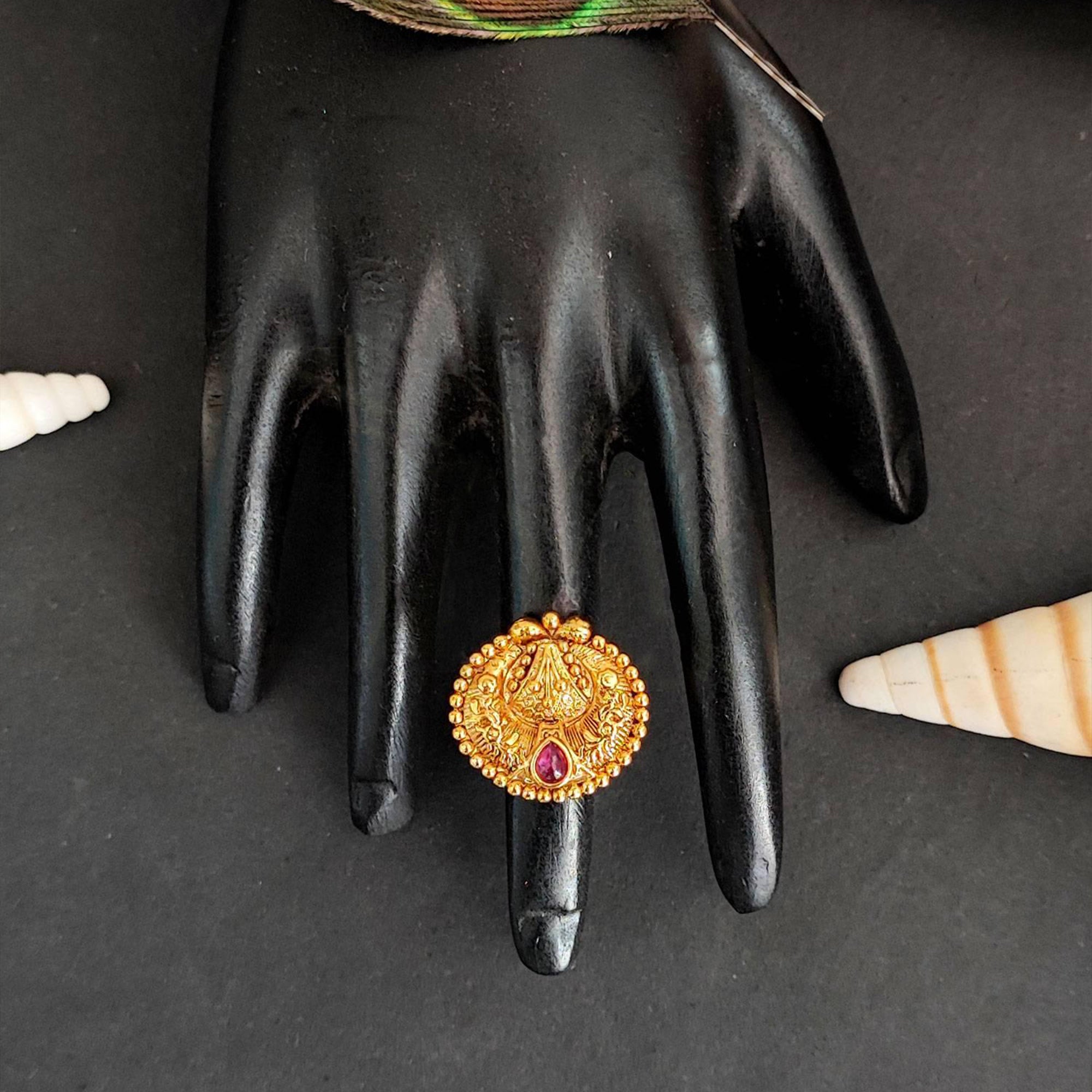 JS Fashion Antique Jewellery Designer High Gold Polish Fancy Style Finger Rings for Women | Adjustable Ethnic Statement Jewellery for Wedding, Party & Festive | Royal Vintage Gift Set - Distacart